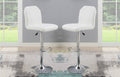Adjustable Bar Stool Chair White Faux Leather Clean Lines Seat Chrome Base Modern Set Of 2 Chairs Bar Stool Dining Kitchen White Dining Room Contemporary,Modern Bar Stools Solid Back Metal