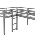 L Shaped Twin Size Loft Bed With Ladder And Slide, Gray Gray Solid Wood Mdf