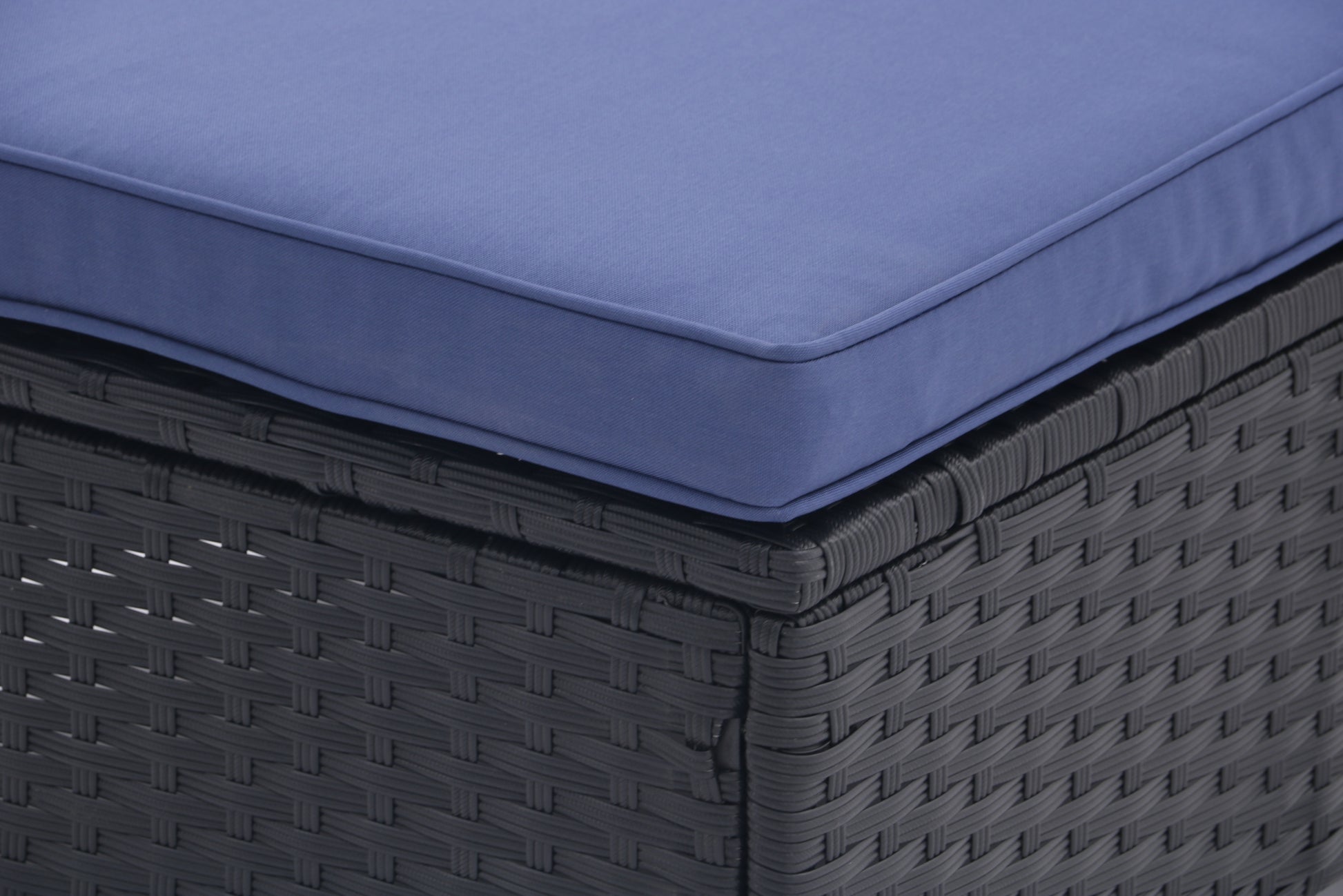 Outdoor Patio Chaise Lounge Chair,Lying In Bed With Pe Rattan And Steel Frame,Pe Wickers,Pool Recliners With Elegant Reclining Adjustable Backrest And Removable Cushions Sets Of 2 Black Navy Blue Yes Black Blue Weather Resistant Frame Pe Rattan Iron