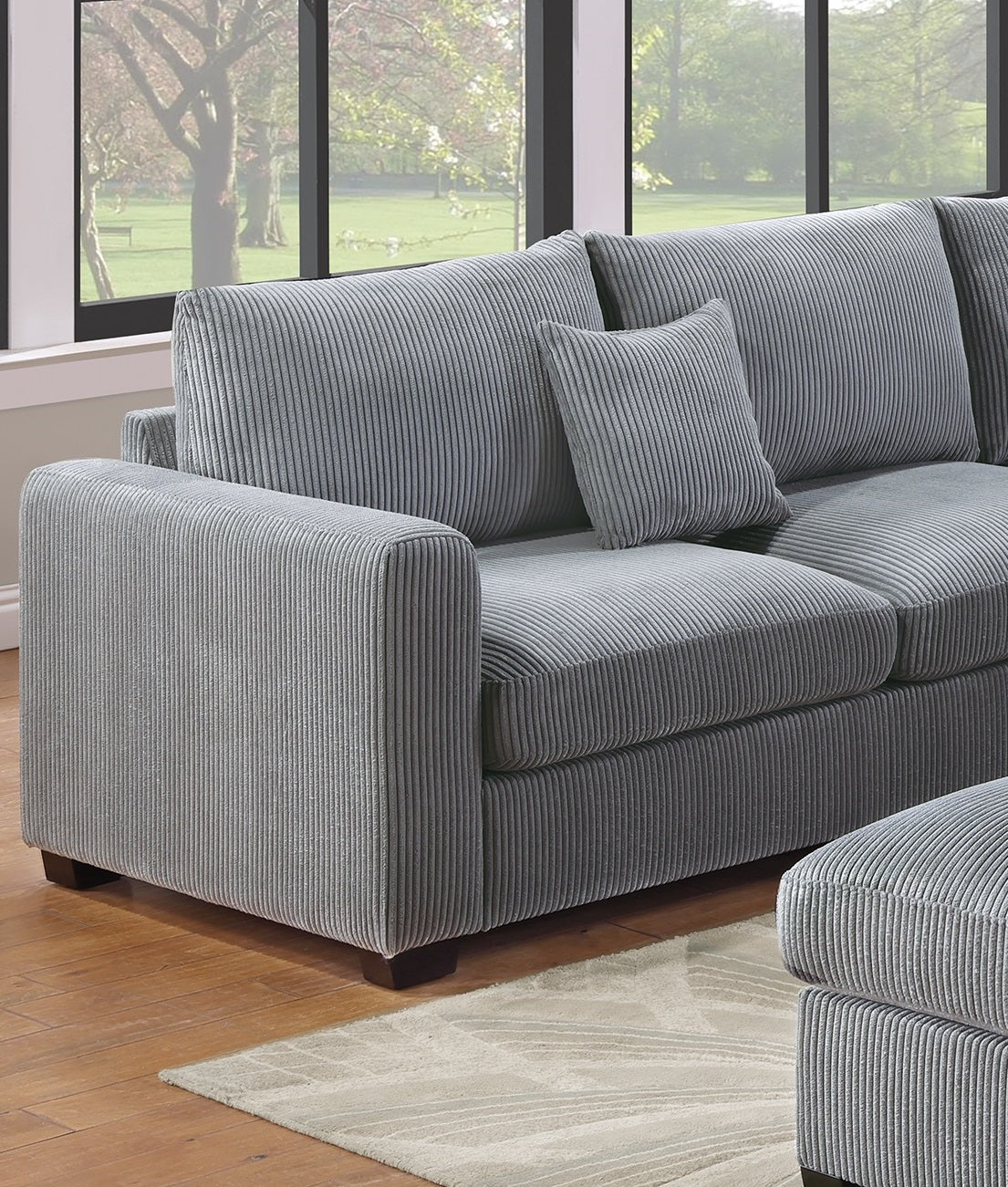 L Sectional Sofa Corduroy Fog Color Laf And Raf Loveseats Corner Wedge Ottoman 4Pcs Sectional Set Couch Living Room Furniture Fog Primary Living Space Contemporary,Modern,Transitional L Shaped