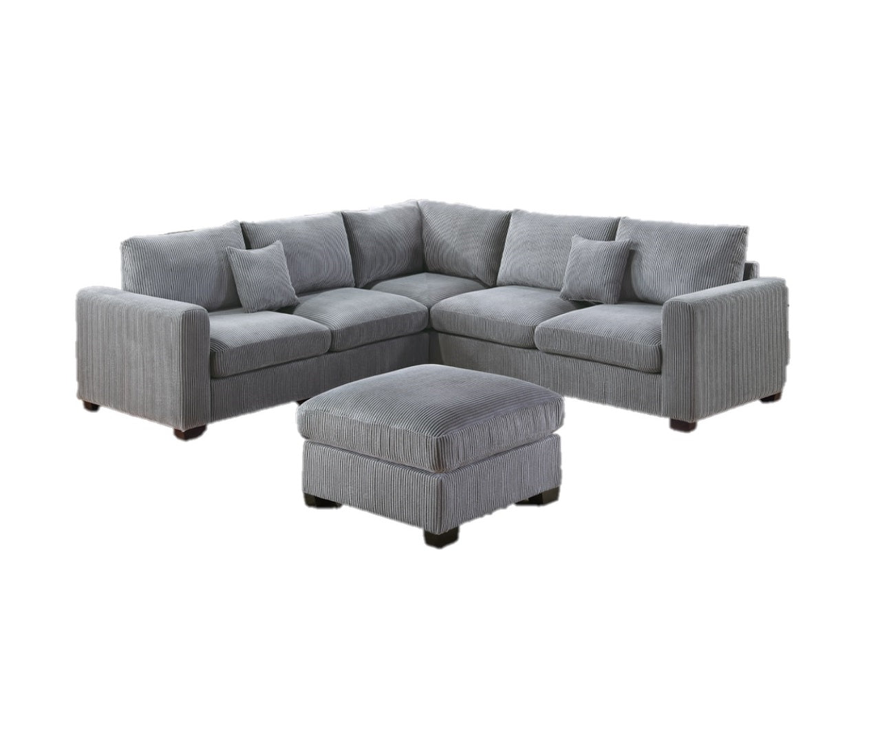 L Sectional Sofa Corduroy Fog Color Laf And Raf Loveseats Corner Wedge Ottoman 4Pcs Sectional Set Couch Living Room Furniture Fog Primary Living Space Contemporary,Modern,Transitional L Shaped