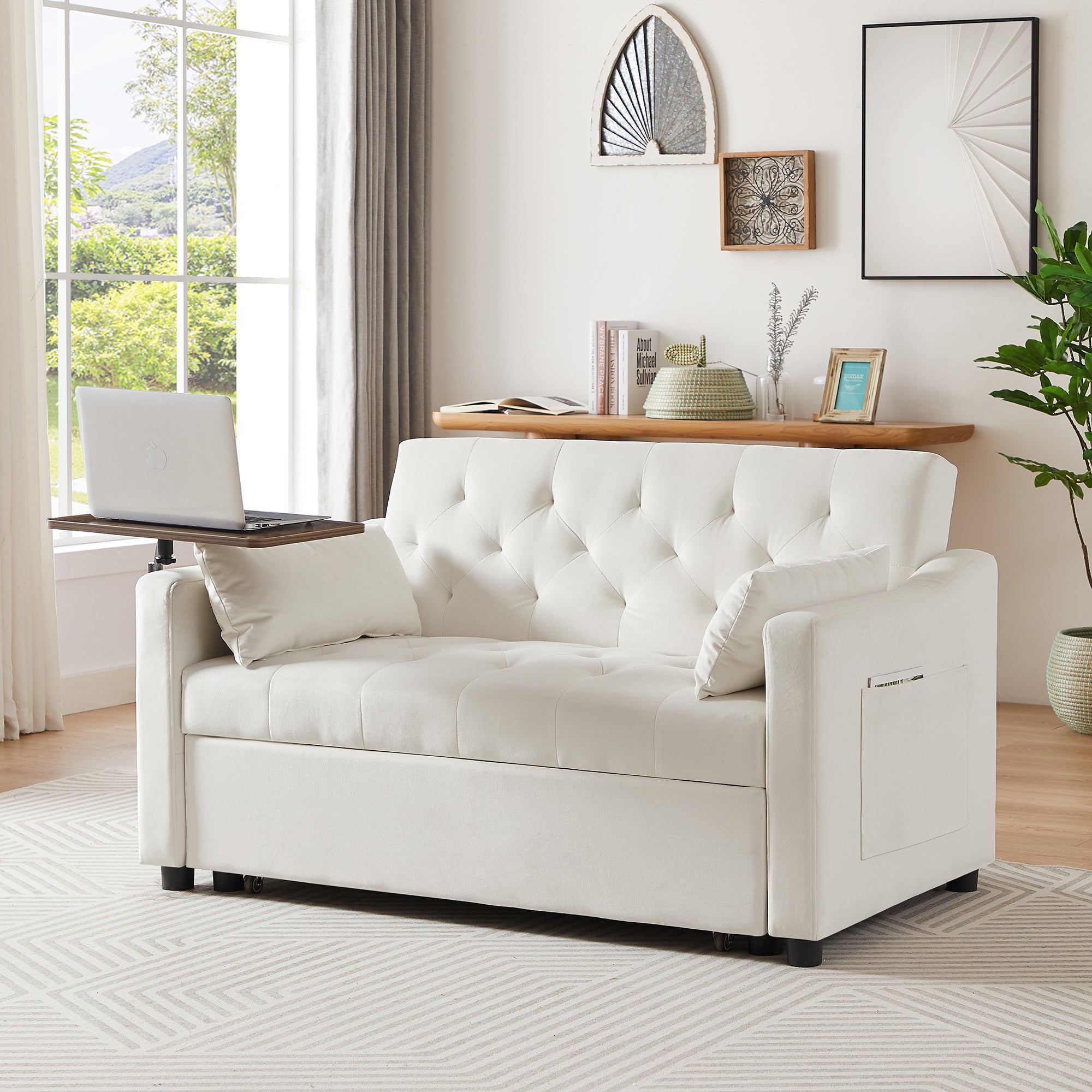 Cream White Velvet Sofa Bed Cream White Velvet Wood Tufted Back Foam Velvet 2 Seat