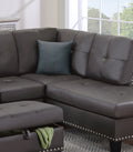 Espresso Faux Leather Living Room Furniture 3 Pcs Sectional Sofa Set Laf Sofa Raf Chaise And Storage Ottoman Cup Holder Couch Espresso Primary Living Space Contemporary,Modern,Transitional L Shaped Rubberwood Faux Leather 5 Seat