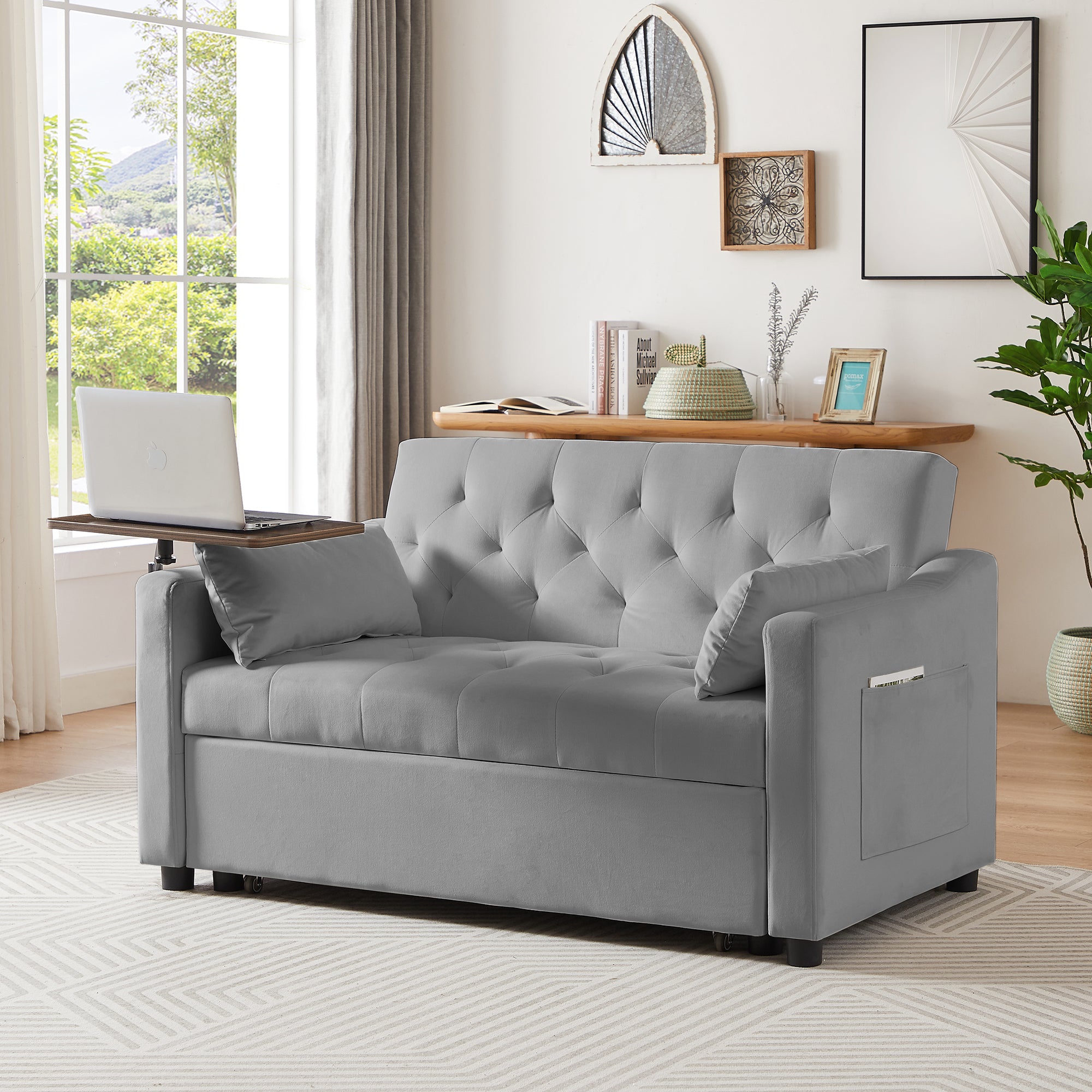 Grey Velvet Sofa Bed Grey Velvet Wood Tufted Back Foam Velvet 2 Seat