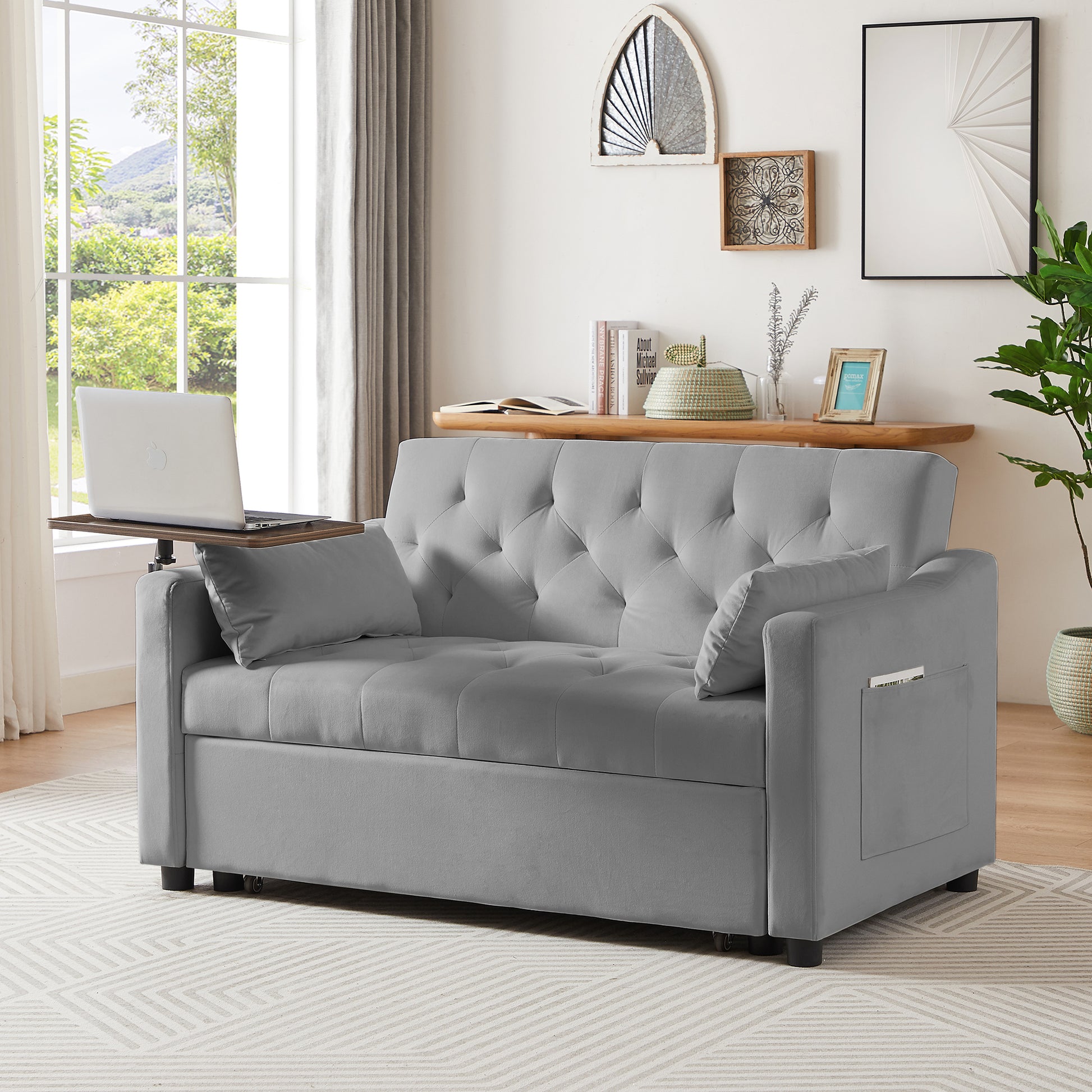 Grey Velvet Sofa Bed Grey Velvet Wood Tufted Back Foam Velvet 2 Seat
