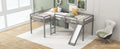 L Shaped Twin Size Loft Bed With Ladder And Slide, Gray Gray Solid Wood Mdf