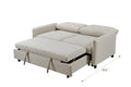 3 In 1 Convertible Sleeper Sofa Bed, Modern Fabric Loveseat Futon Sofa Couch W Pullout Bed, Small Beautiful Seat Lounge Sofa W Reclining Backrest, Furniture For Living Room, Beige Beige Foam Upholstered