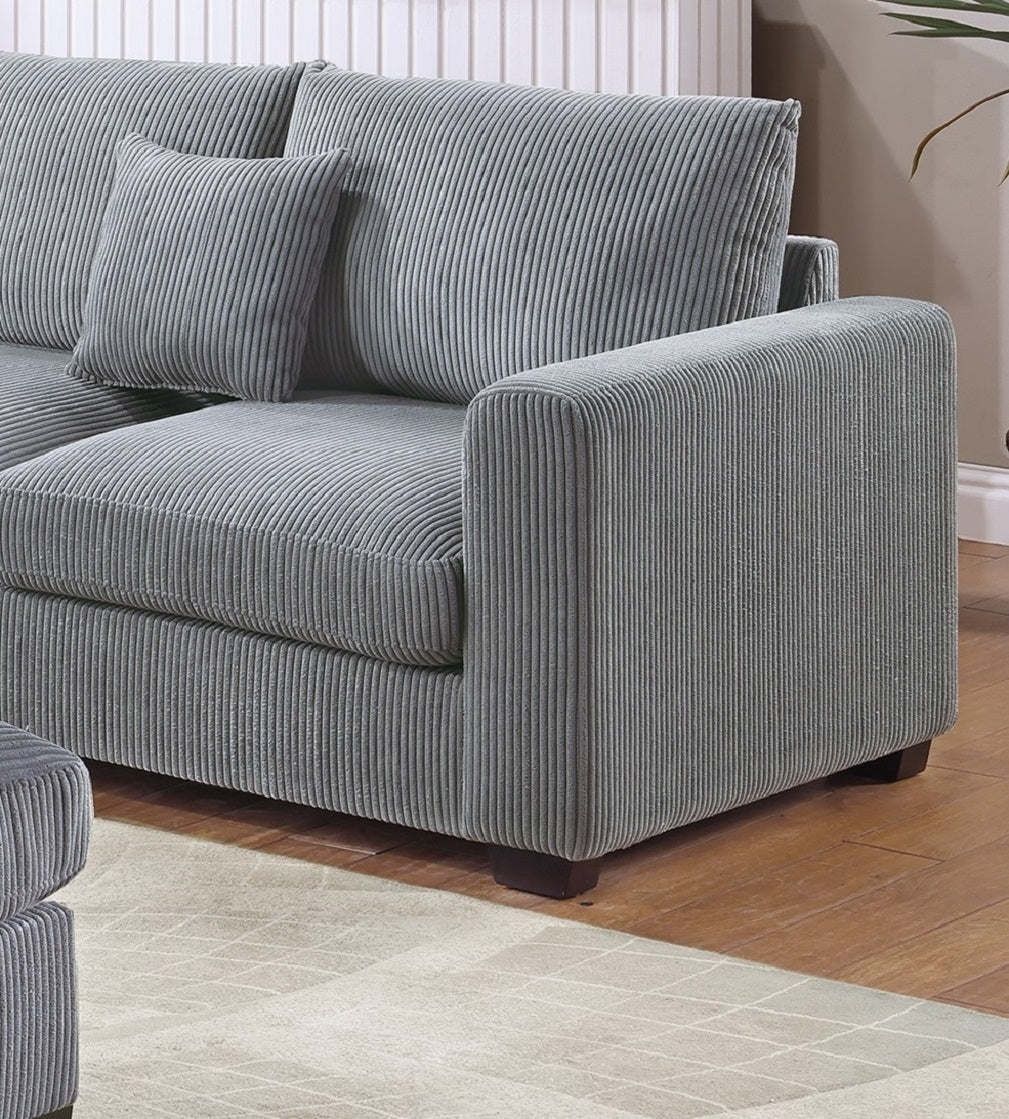 L Sectional Sofa Corduroy Fog Color Laf And Raf Loveseats Corner Wedge Ottoman 4Pcs Sectional Set Couch Living Room Furniture Fog Primary Living Space Contemporary,Modern,Transitional L Shaped