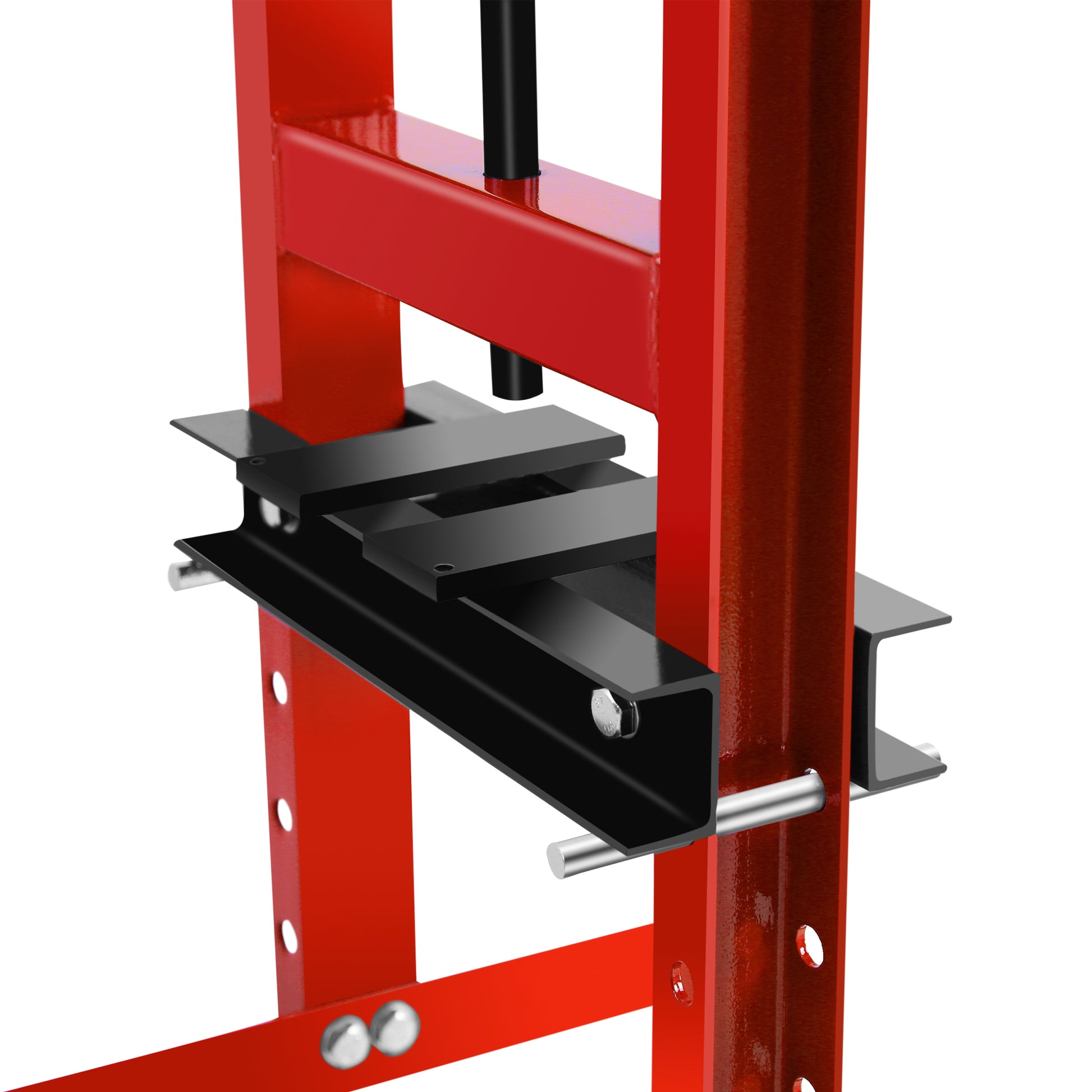 6 Ton Hydraulic Shop Floor Press, With Pressure Gauge Steel H Frame Shop Press With Steel Plates Adjustable Working Table, Red Red Steel