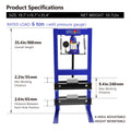 Steel H Frame Hydraulic Garage Shop Floor Press With Stamping Plates, With Pressure Gauge,6 Ton Capacity, Blue Blue Steel