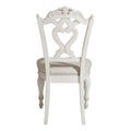 Victorian Style Antique White Desk Chair 1Pc Upholstered Cushioned Seat Traditional Craving Wooden Funiture Antique White Traditional,Victorian Side Chair Solid Wood