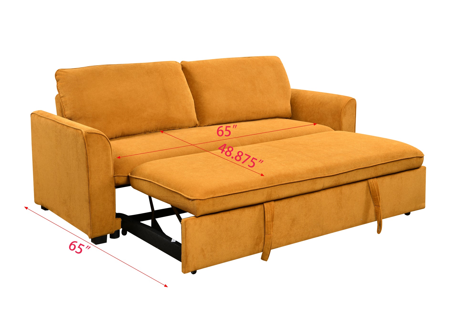 78 Inch 3 In 1 Convertible Sleeper Sofa Bed, Modern Fabric Loveseat Futon Sofa Couch W Pullout Bed, Small Beautiful Seat Lounge Sofa W Reclining Backrest, Furniture For Living Room, Yellow Light
