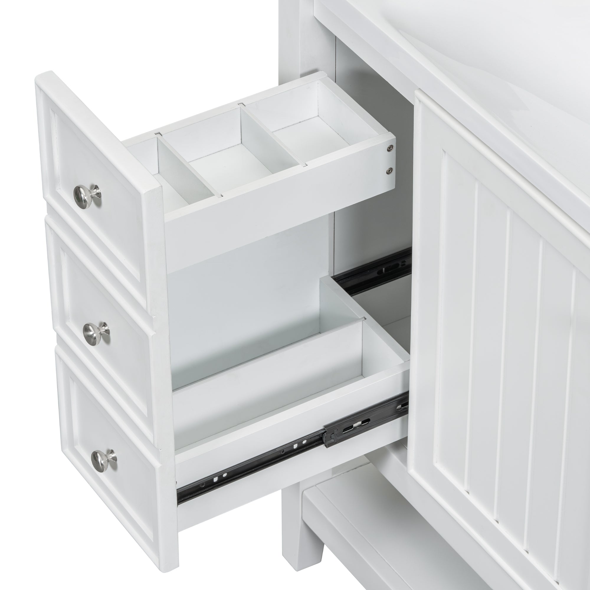 36" Bathroom Vanity With Sink Combo, One Cabinet And Three Drawers, Solid Wood And Mdf Board, White Old Sku:Sy999505Aak White Solid Wood Mdf