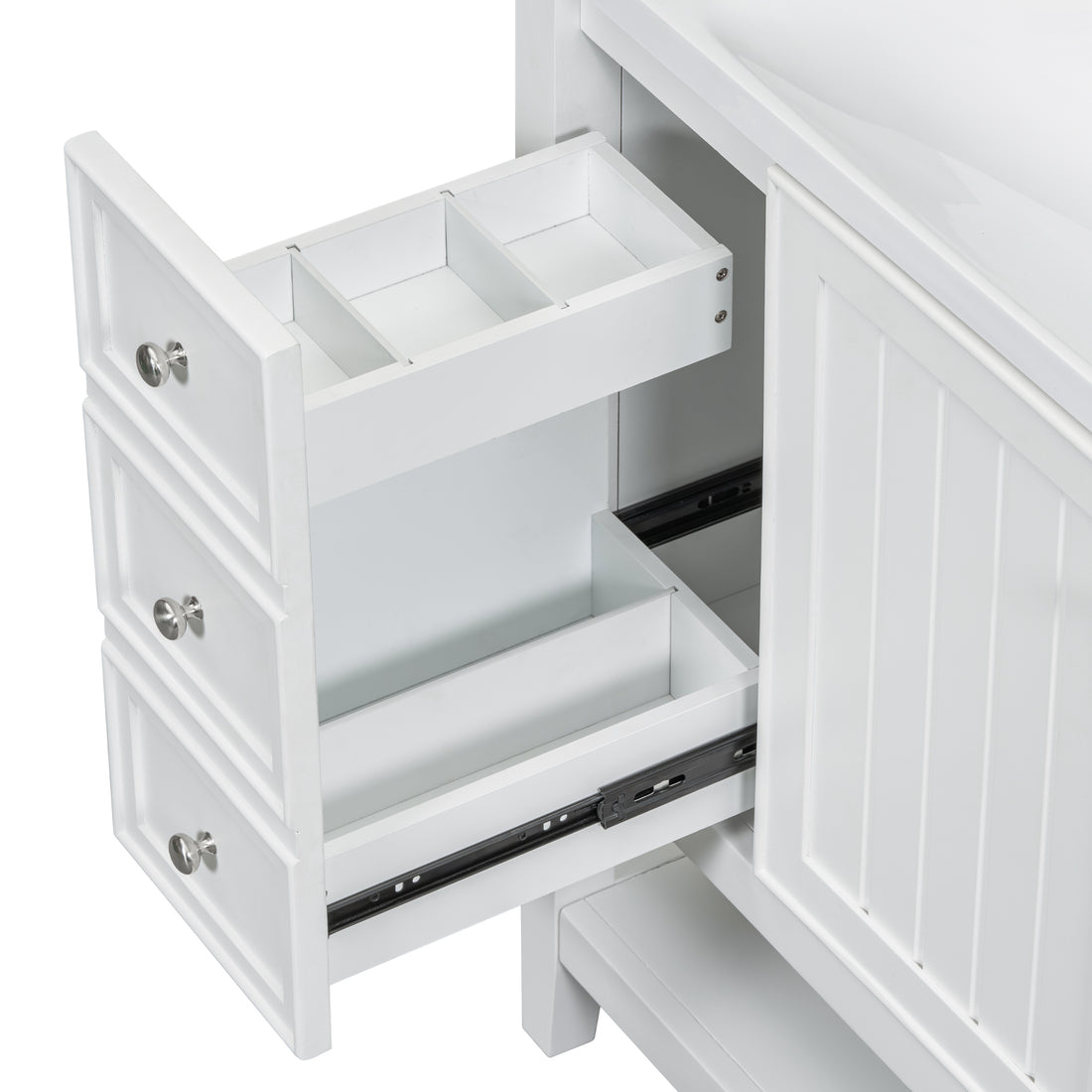 36" Bathroom Vanity With Sink Combo, One Cabinet And Three Drawers, Solid Wood And Mdf Board, White Old Sku:Sy999505Aak White Solid Wood Mdf