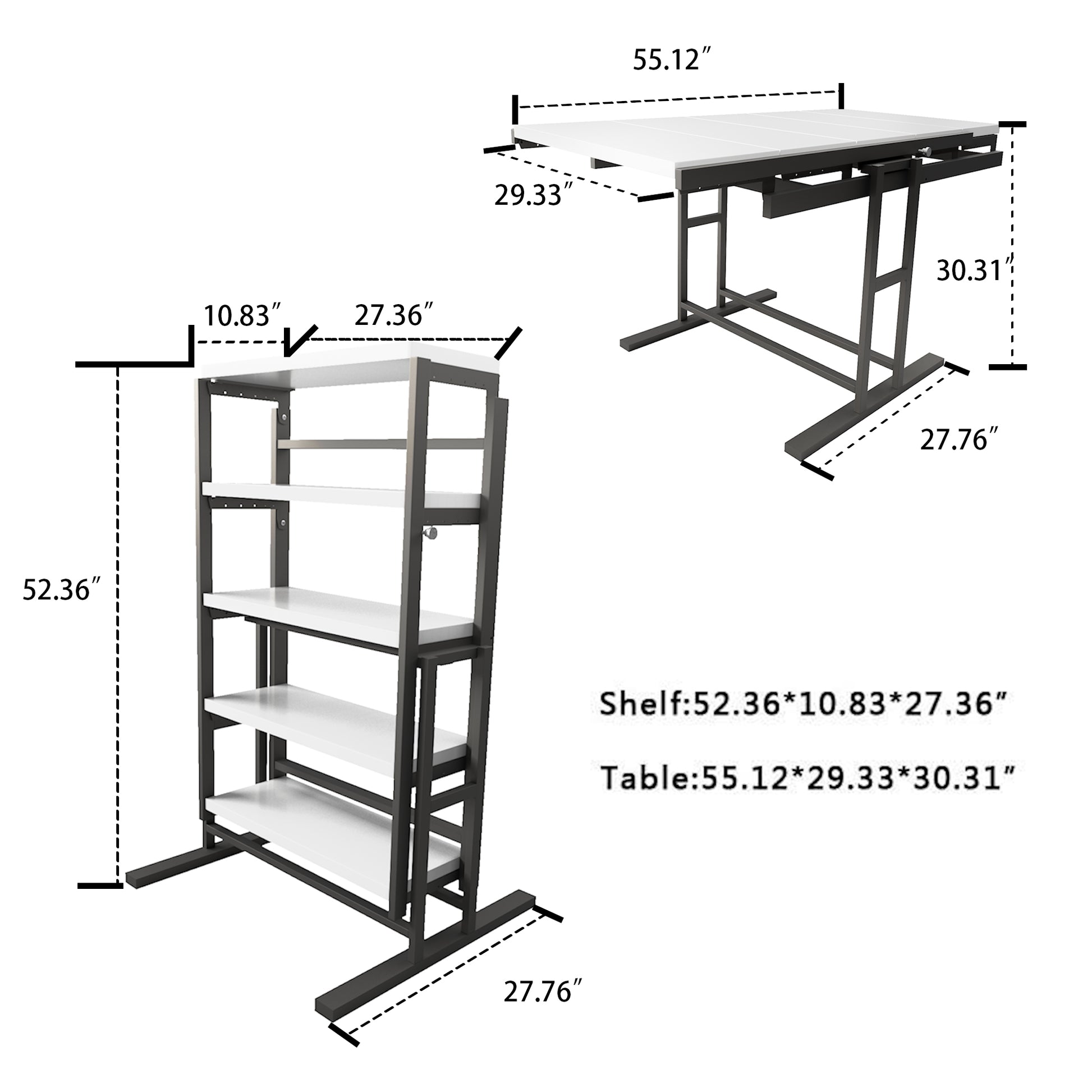 Solid Mahogany Wood Multifunction Convertible Dining Table,Free Switch Space Saving Table Shelf For Home And Studio, White Finish White Solid Wood