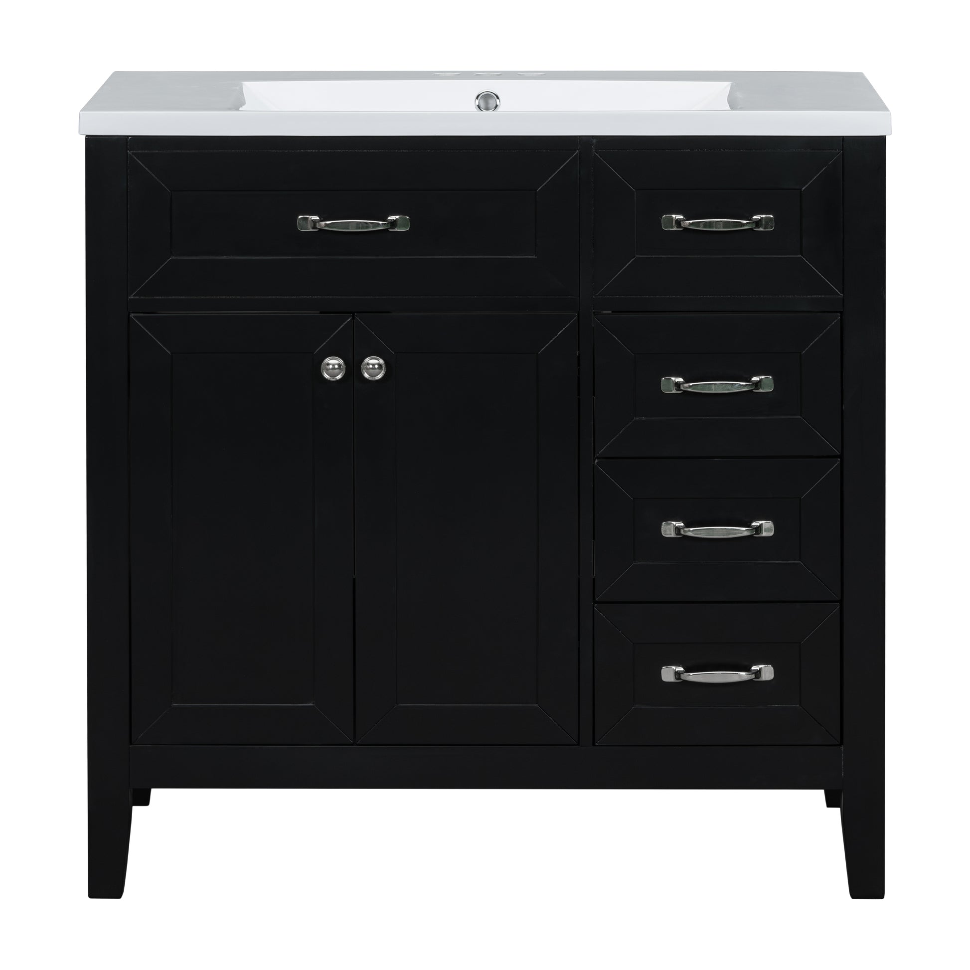 36" Bathroom Vanity With Sink Combo, Black Bathroom Cabinet With Drawers, Solid Frame And Mdf Board Old Sku:Jl000007Aab Black Solid Wood Mdf