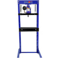 Steel H Frame Hydraulic Shop Press With Stamping Plates To Bend, Straighten, Or Press Parts, With A Pressure Gauge, Install Bearings And U Joints, 12 Ton 24,000 Lb Capacity Blue Steel