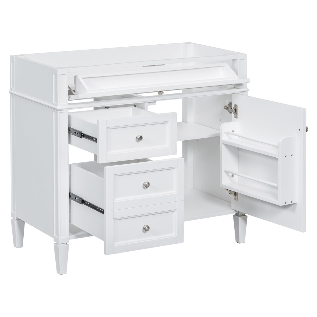 36'' Bathroom Vanity Without Top Sink, Modern Bathroom Storage Cabinet With 2 Drawers And A Tip Out Drawer, Solid Wood Frame Not Include Basin Sink 3 White 1 1 Adjustable Hinges Bathroom