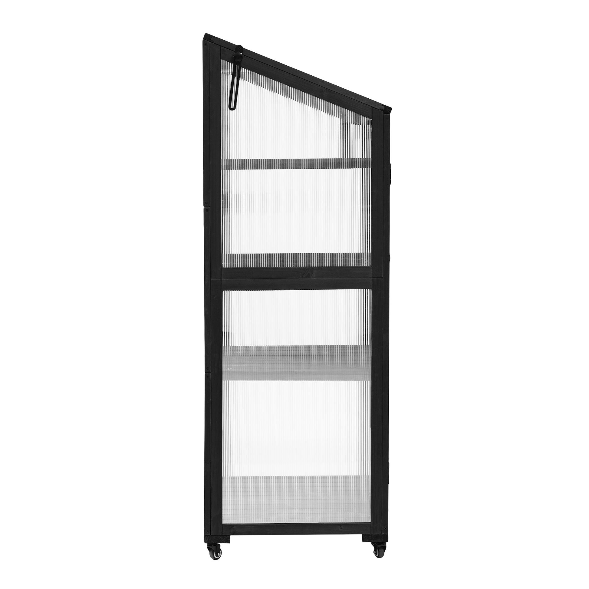 62Inch Height Wood Large Greenhouse Balcony Portable Cold Frame With Wheels And Adjustable Shelves For Outdoor Indoor Use, Black Black Garden & Outdoor Casual Wood Solid Wood
