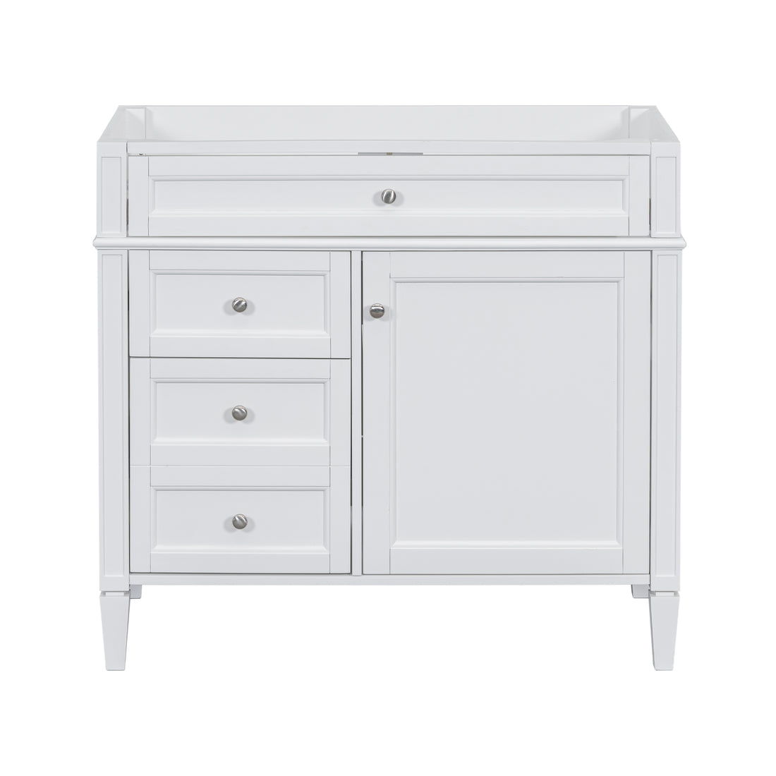 36'' Bathroom Vanity Without Top Sink, Modern Bathroom Storage Cabinet With 2 Drawers And A Tip Out Drawer, Solid Wood Frame Not Include Basin Sink 3 White 1 1 Adjustable Hinges Bathroom