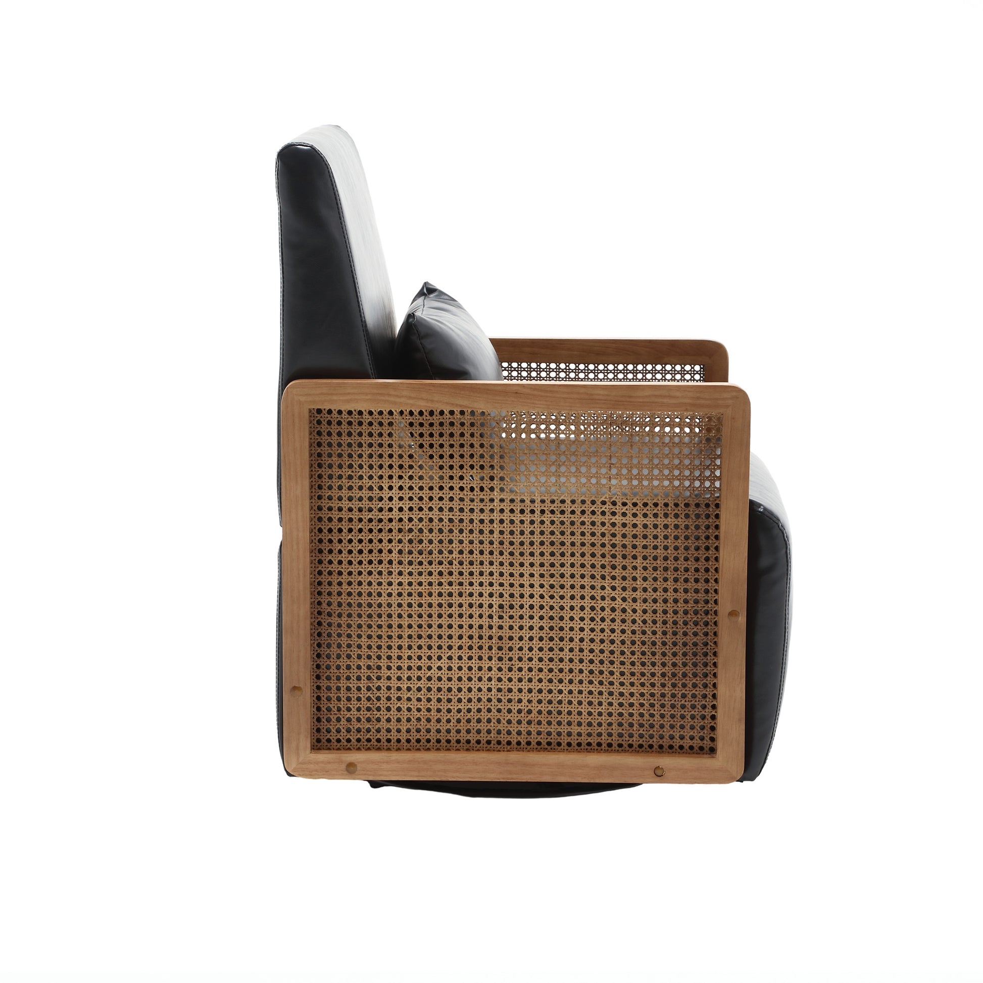 Coolmore 360 Degree Swivel Barrel Club Chair With One Pillow,Modern Comfortable Upholstered Accent Chair,Linen Accent Chair For Living Room,Bedroom Black Pu Black Pu Primary Living Space Modern Foam Pu Leather