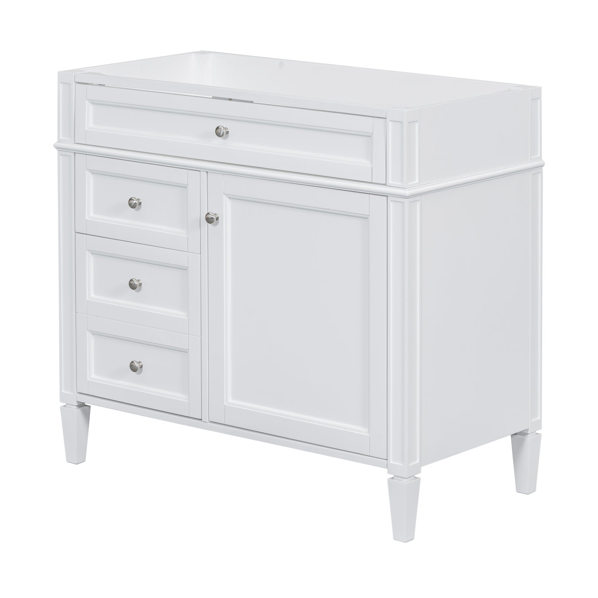 36'' Bathroom Vanity Without Top Sink, Modern Bathroom Storage Cabinet With 2 Drawers And A Tip Out Drawer, Solid Wood Frame Not Include Basin Sink 3 White 1 1 Adjustable Hinges Bathroom