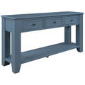 55'' Modern Console Table Sofa Table For Living Room With 3 Drawers And 1 Shelf As Same As Wf299185Aac Blue Solid Wood