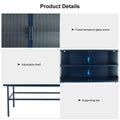 Double Door Tempered Glass Sideboard Console Table With 2 Fluted Glass Doors Adjustable Shelf And Feet Anti Tip Dust Free Kitchen Credenza Cabinet Blue Blue Tempered Glass Sheet Metal Plastic