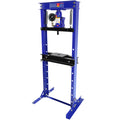 Steel H Frame Hydraulic Shop Press With Stamping Plates To Bend, Straighten, Or Press Parts, With A Pressure Gauge, Install Bearings And U Joints, 12 Ton 24,000 Lb Capacity Blue Steel