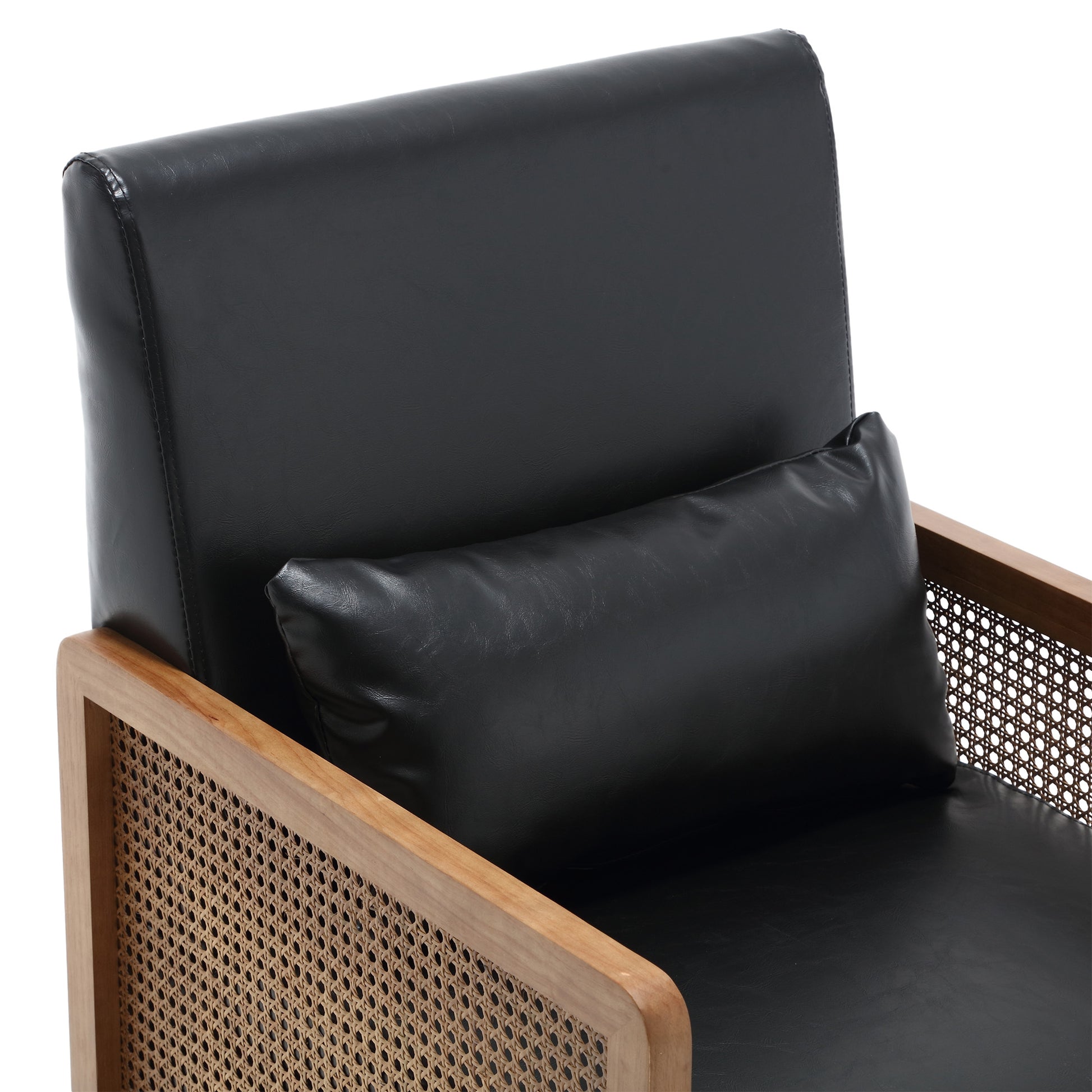 Coolmore 360 Degree Swivel Barrel Club Chair With One Pillow,Modern Comfortable Upholstered Accent Chair,Linen Accent Chair For Living Room,Bedroom Black Pu Black Pu Primary Living Space Modern Foam Pu Leather