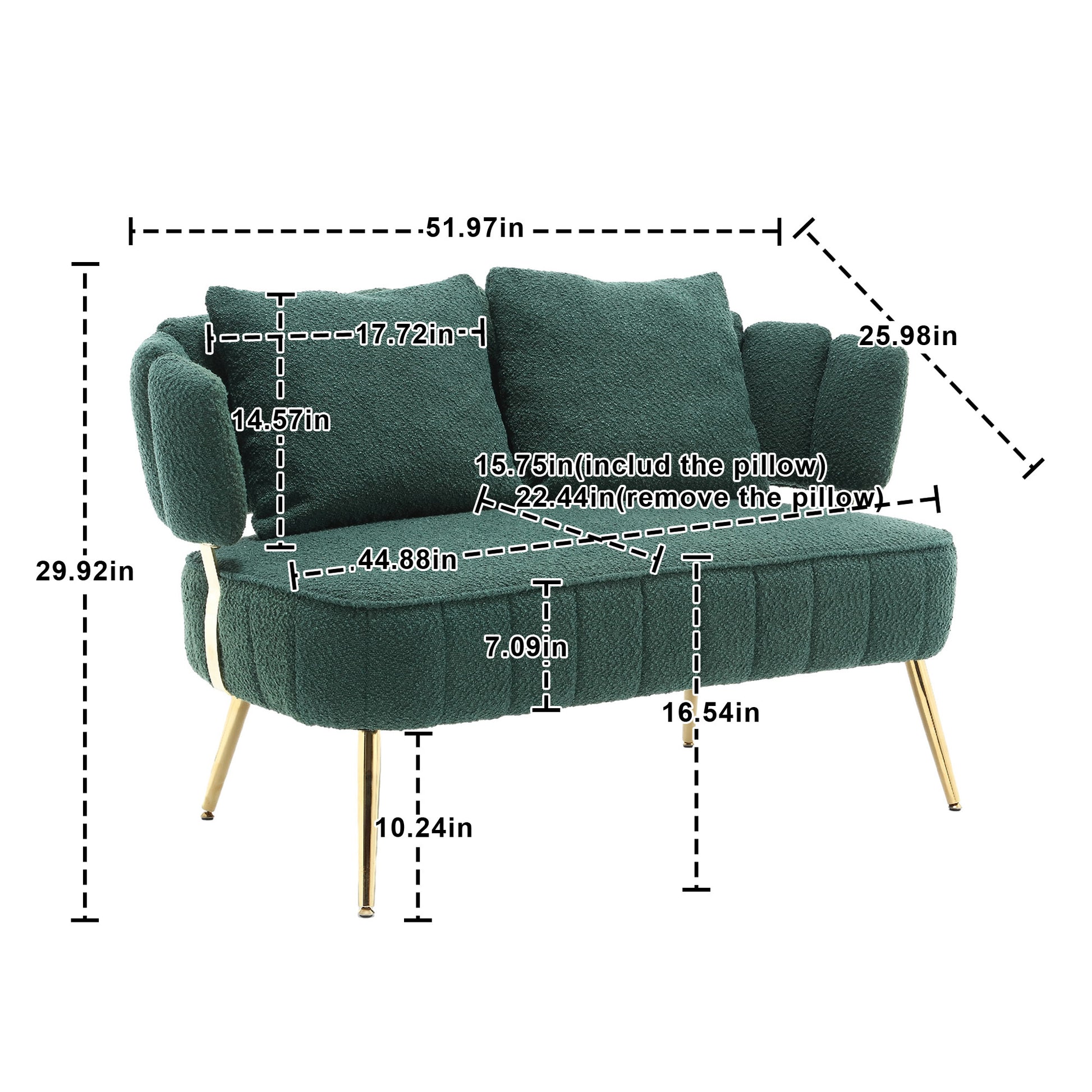 Coolmore Polyester Accent Sofa Modern Upholstered Armsofa Tufted Sofa With Metal Frame, Single Leisure Sofa For Living Room Bedroom Office Balcony Emerald Boucle