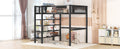 Twin Size Metal Loft Bed With 4 Tier Shelves And Storage, Black Black Metal