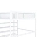 Full Size Metal Loft Bed With 4 Tier Shelves And Storage, White Full White Metal