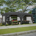 10'X20' Ez Pop Up Canopy Outdoor Portable Party Folding Tent With 6 Removable Sidewalls Carry Bag 6Pcs Weight Bag Beige Black Black Metal