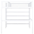 Full Size Metal Loft Bed With 4 Tier Shelves And Storage, White Full White Metal