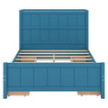 Full Size Platform Bed With Drawers And Storage Shelves, Blue Blue Solid Wood Mdf