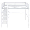 Full Size Metal Loft Bed With 4 Tier Shelves And Storage, White Full White Metal