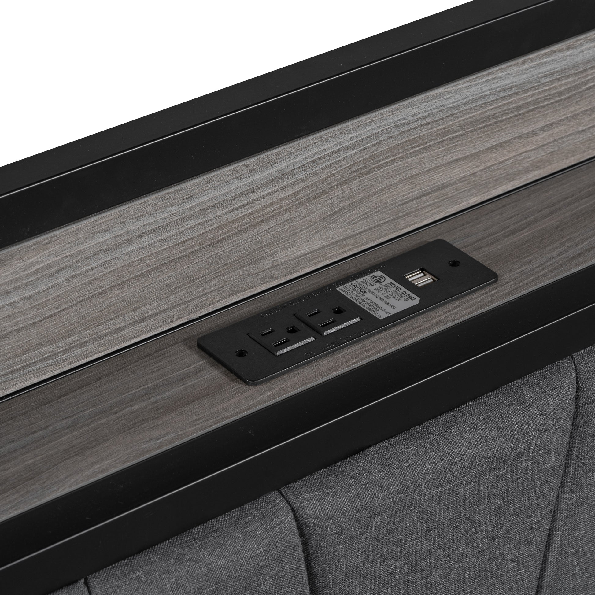 Queen Size Metal Platform Bed Frame With Twin Size Trundle, Upholstered Headboard, Sockets, Usb Ports And Slat Support, No Box Spring Needed, Black Black Metal