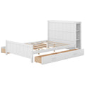 Full Size Platform Bed With Drawers And Storage Shelves, White White Solid Wood Mdf