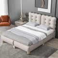 Full Size Upholstered Platform Bed With Support Legs,Beige Beige Upholstered