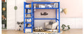 Full Size Metal Loft Bed With 4 Tier Shelves And Storage, Blue Full Blue Metal