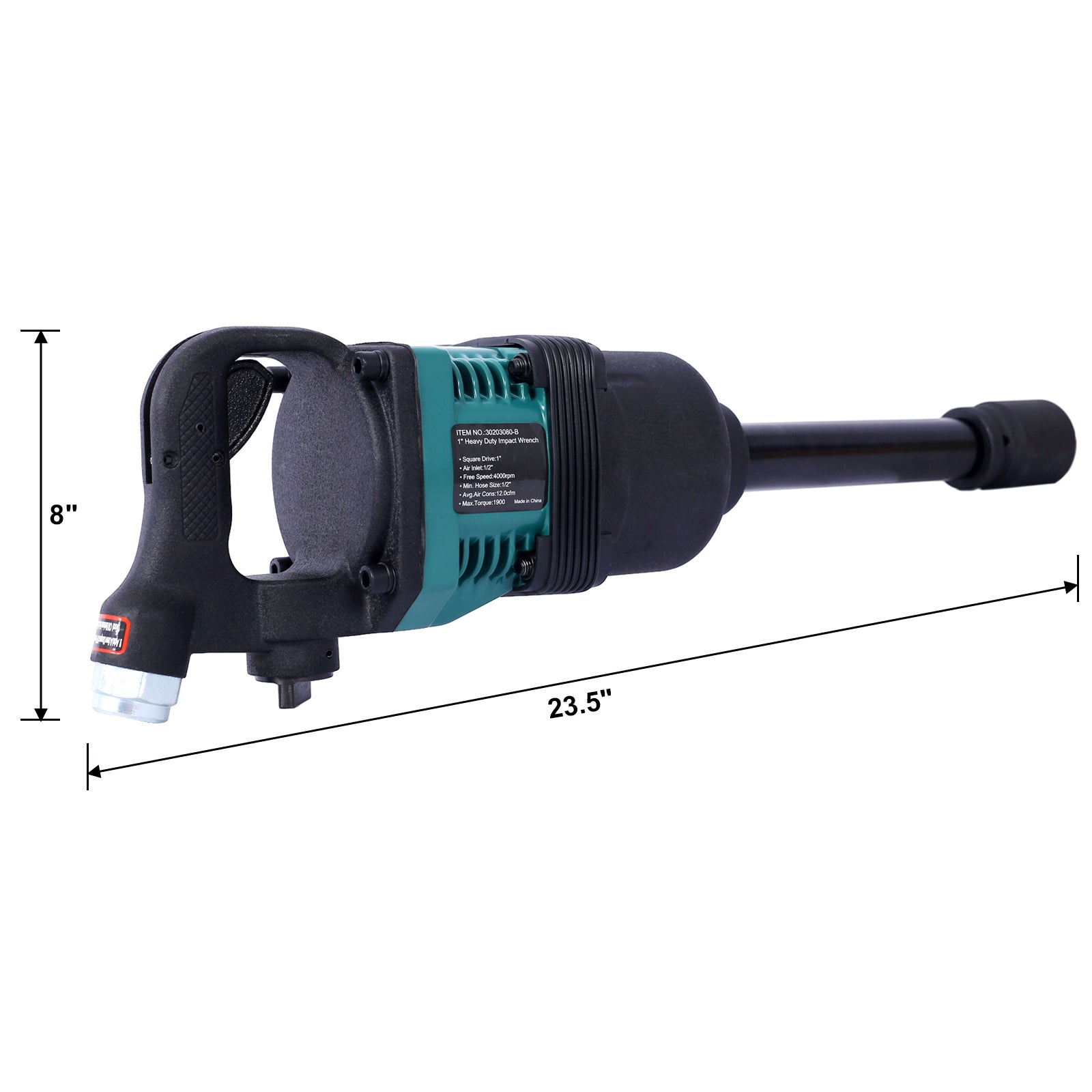 Industrial 1" Inch Air Impact Wrench Long Shank Pneumatic Truck With 38Mm & 41Mm Socket Green Abs