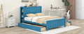 Full Size Platform Bed With Drawers And Storage Shelves, Blue Blue Solid Wood Mdf