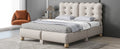 Full Size Upholstered Platform Bed With Support Legs,Beige Beige Upholstered
