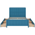 Full Size Platform Bed With Drawers And Storage Shelves, Blue Blue Solid Wood Mdf
