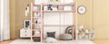 Twin Size Metal Loft Bed With 4 Tier Shelves And Storage, Pink Pink Metal