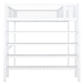 Full Size Metal Loft Bed With 4 Tier Shelves And Storage, White Full White Metal