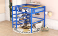 Full Size Metal Loft Bed With 4 Tier Shelves And Storage, Blue Full Blue Metal