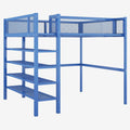 Full Size Metal Loft Bed With 4 Tier Shelves And Storage, Blue Full Blue Metal
