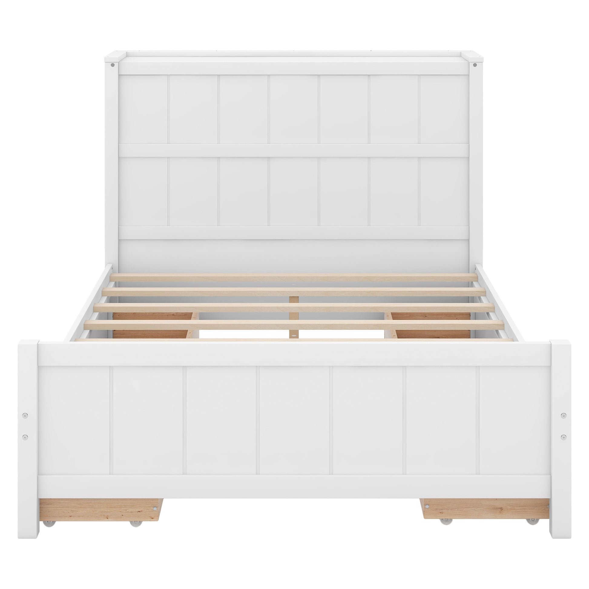 Full Size Platform Bed With Drawers And Storage Shelves, White White Solid Wood Mdf